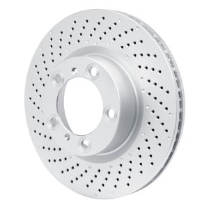 Porsche Cayman Brake Rotor (1) - Left Front - R1 Concepts - GEOSPEC Coated Rotor - Drilled - `09-`23